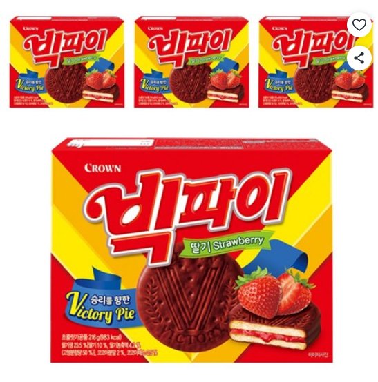 [쿠팡] 크라운 빅파이 딸기, 216g, 4개