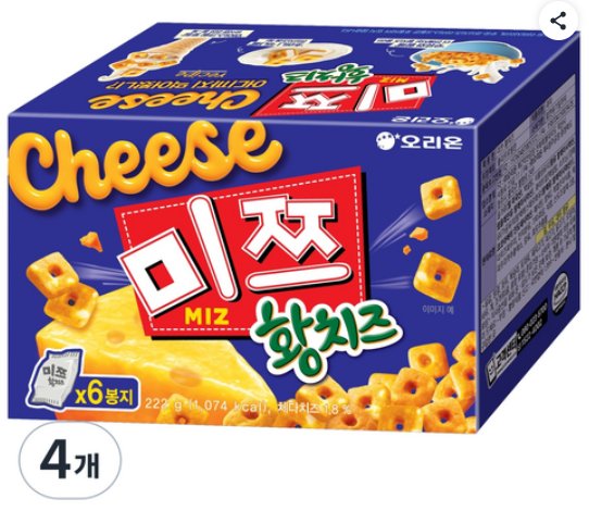 [쿠팡] 오리온 미쯔 황치즈 6p, 222g, 4개