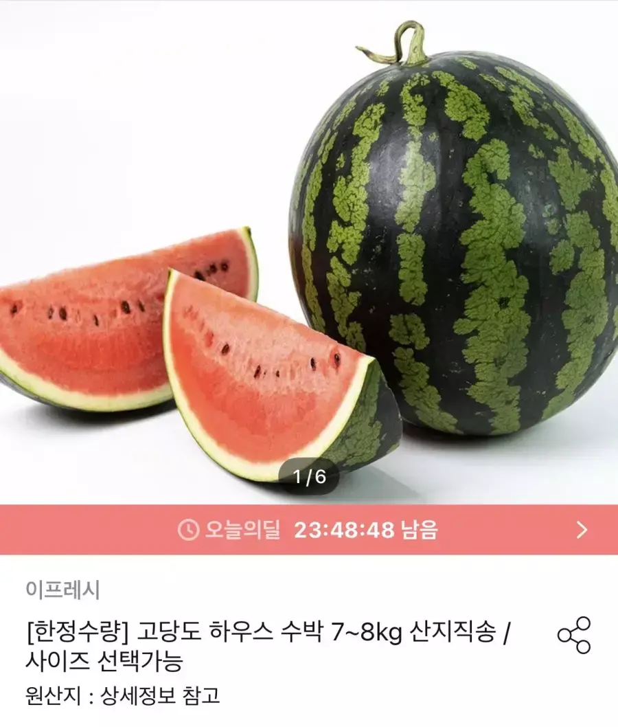 [오늘의집] 가정용 하우스 수박 7~8kg