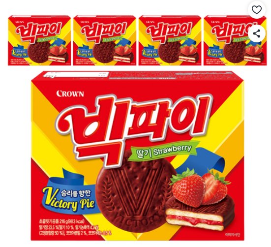 [쿠팡] 크라운 빅파이 딸기, 216g, 5개