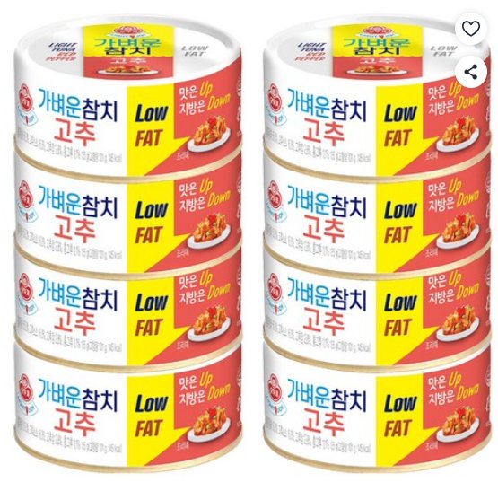 [쿠팡] 오뚜기 가벼운참치 고추, 135g, 8개