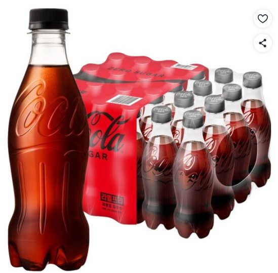 [쿠팡] 코카콜라 제로 무라벨, 370ml, 24개