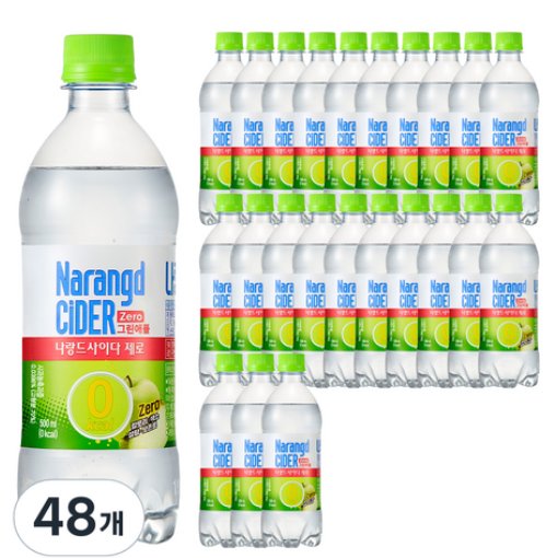 [쿠팡] 나랑드사이다 제로 그린애플, 500ml, 48개